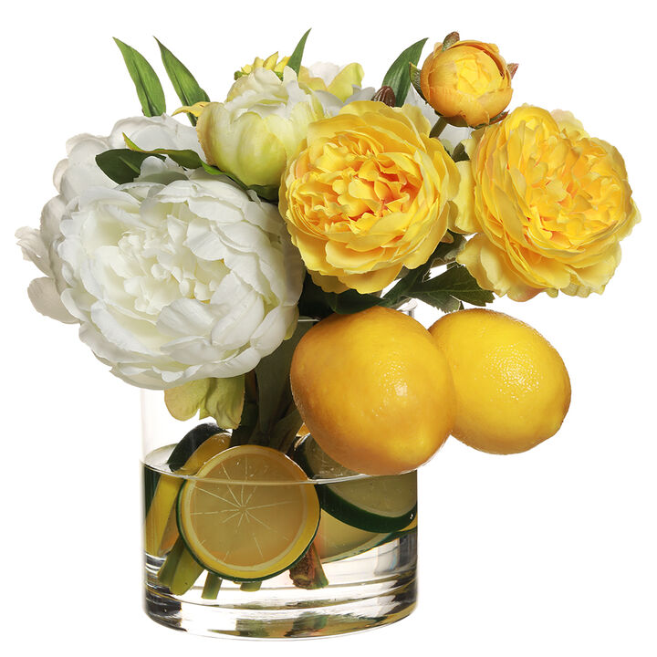 10" Peony/Ranunculus/Lemon