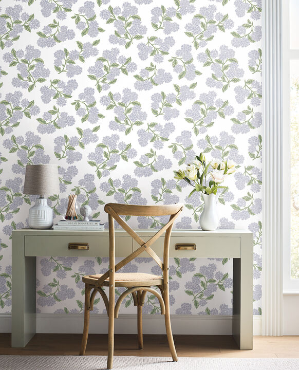 Hydrangea Lilac & White Peel & Stick Wallpaper