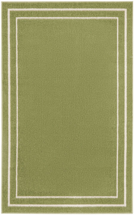 HomeRoots 3' X 5' Green And Ivory Indoor Outdoor Area Rug