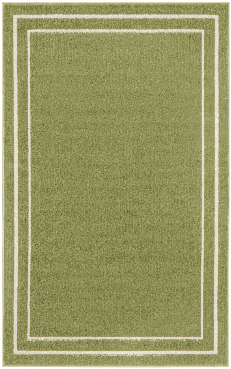 HomeRoots 3' X 5' Green And Ivory Indoor Outdoor Area Rug image number 0