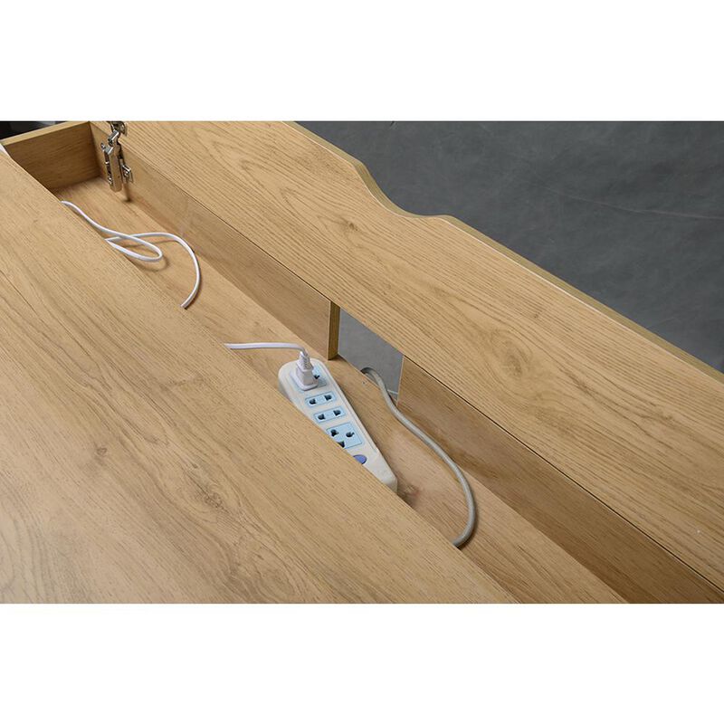 Modern Multi Storage Computer Desk with Storage. Color: Pine