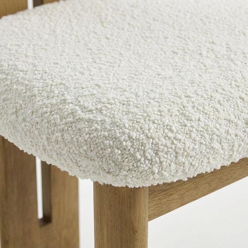 Boucle Fabric Upholstered Dining Chairs, French Oak Ivory, Set of 2 image number 5