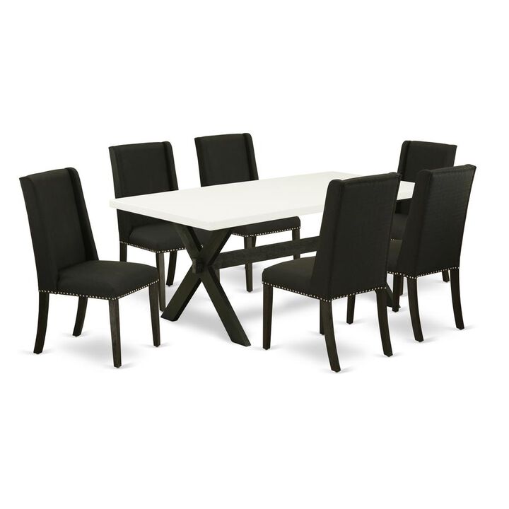 East West Furniture 7-Piece Kitchen Table Set - 6 Kitchen Parson Chairs and Kitchen Dining Table Solid Wood Structure