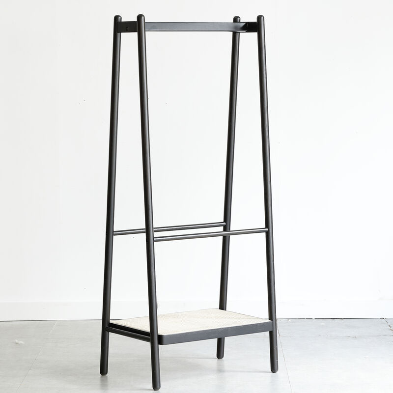 GOODSILO Freestanding Garment Rack with Storage Shelves, Sturdy Solid Wood Clothes Hanger Rack for Bedroom, Entryway, Closet Organization and Storage image number 3