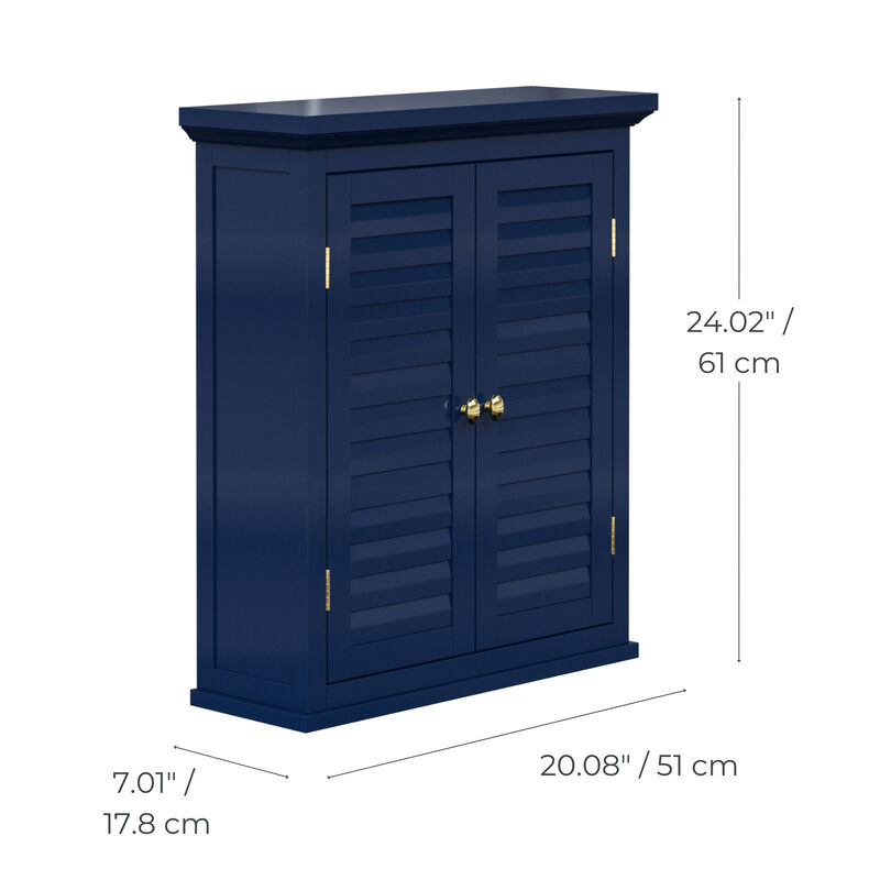Teamson Home Glancy Removable Two-Door Wall Cabinet with Faux Louvered Doors, Navy image number 2