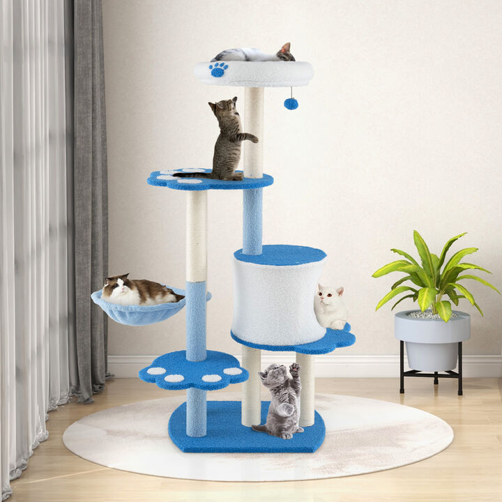 54" Tall Modern Cat Tree Tower for Indoor Cats with Scratching Posts & Cozy Perches