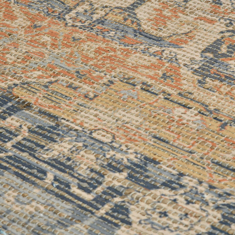 HomeRoots 4' X 6' Orange Beige And Gray Oriental Hand Woven Area Rug With Fringe image number 5