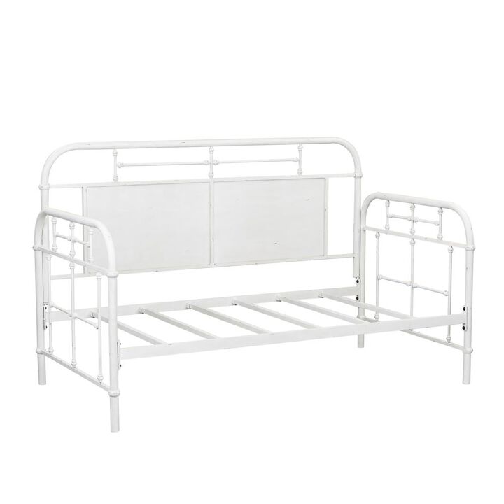 Liberty Furniture Vintage Series Twin Metal Day Bed - Antique White in Distressed Metal