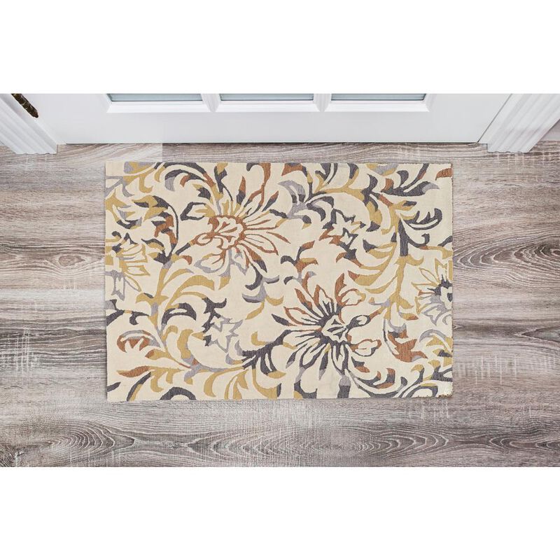 Linon Trio Branches Ivory & Multi, Rug