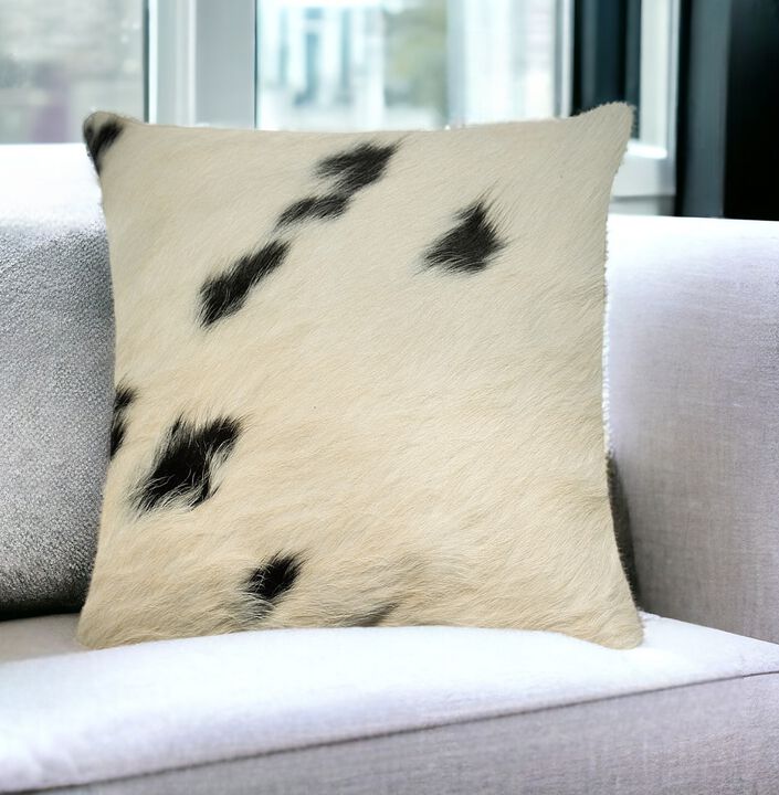 Square Cowhide Throw Pillow Cover for Rustic, Farmhouse, or Modern Decor