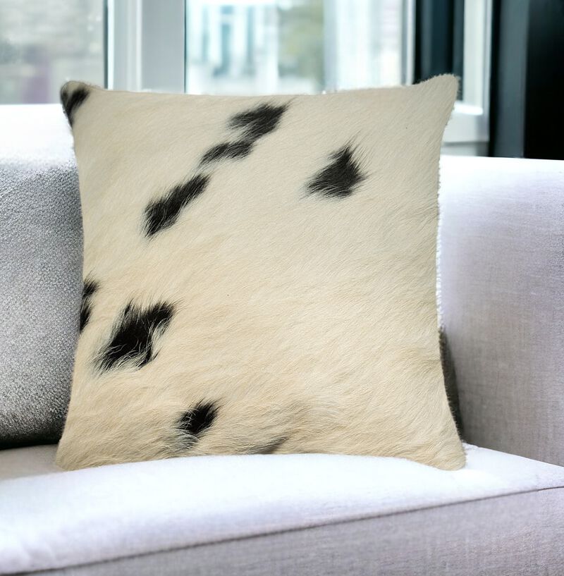 Square Cowhide Throw Pillow Cover for Rustic, Farmhouse, or Modern Decor