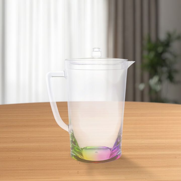 HomeRoots 2.75 Quart Clear and Rainbow Acrylic Pitcher