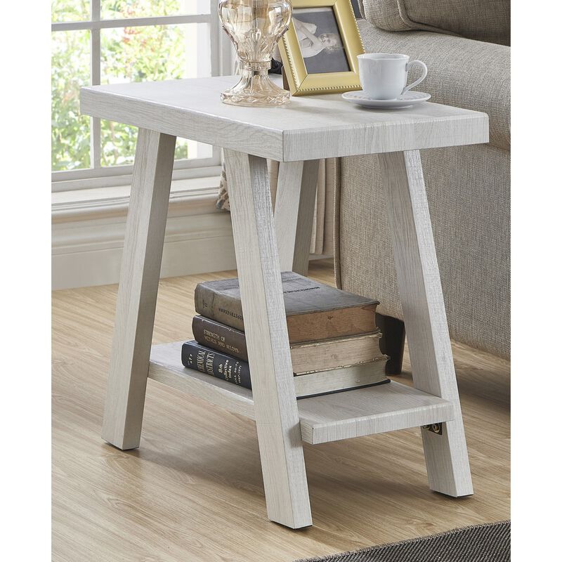 Streamdale Wood Shelf Side Table in White Finish image number 2