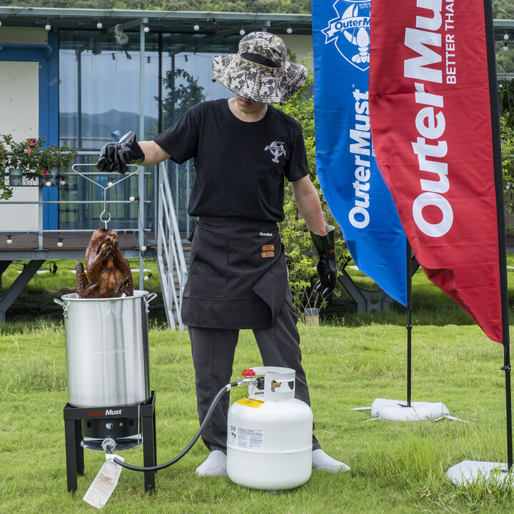 OuterMust Aluminum Turkey Fryer Pot with Oil Bags and 50,000 BTU Propane Burner Set