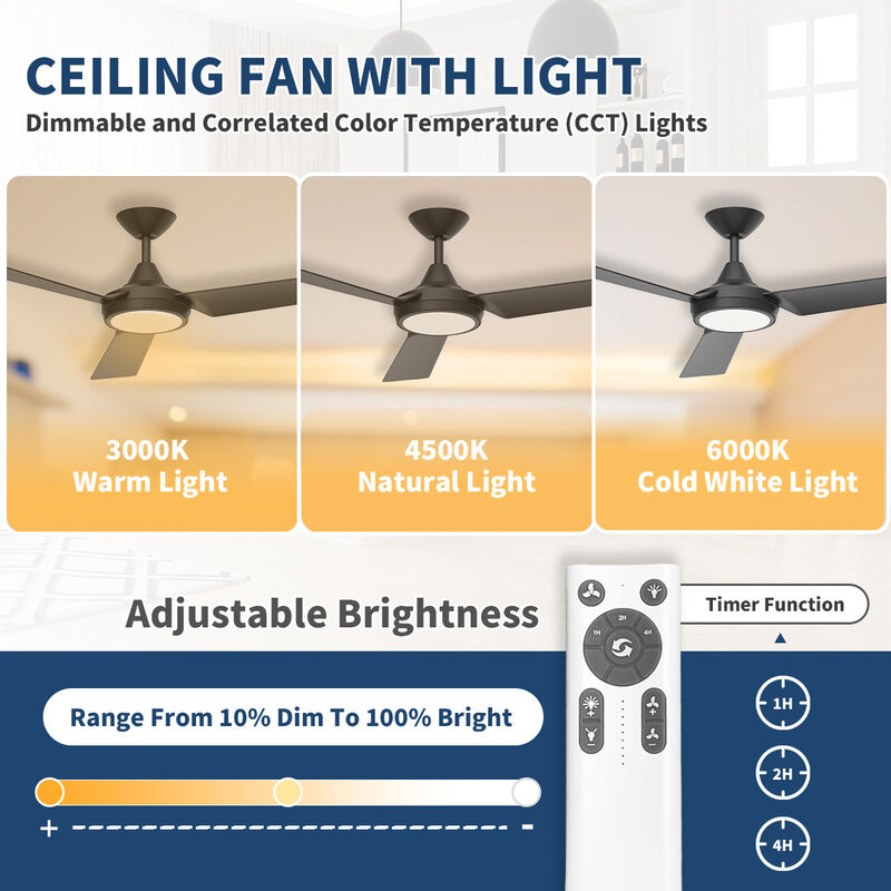 ENLIGHT 52" Smart DC Ceiling Fan with Light, Matter Smart Home Integration, CCT and Dimmable LED, 3 Blades, Damp/Outdoor Covered Rated image number 5