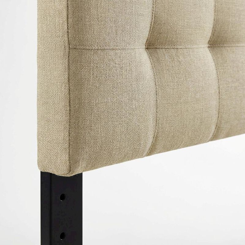 Upholstered Fabric King Headboard in Neutral Tone with Classic Design image number 5