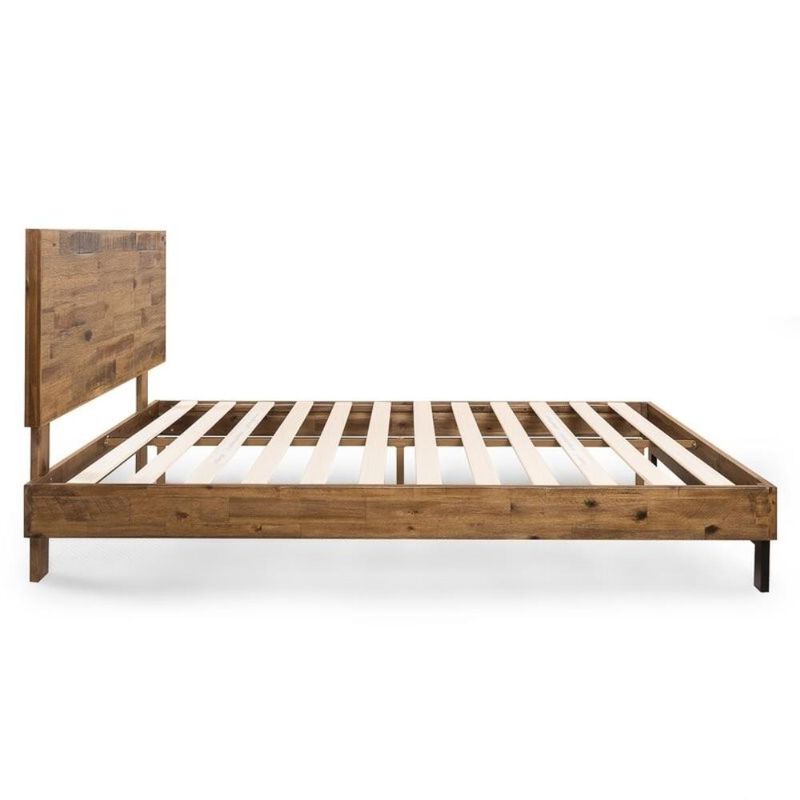 Hivvago Rustic FarmHome Low Profile Pine Slatted Platform Bed in Queen