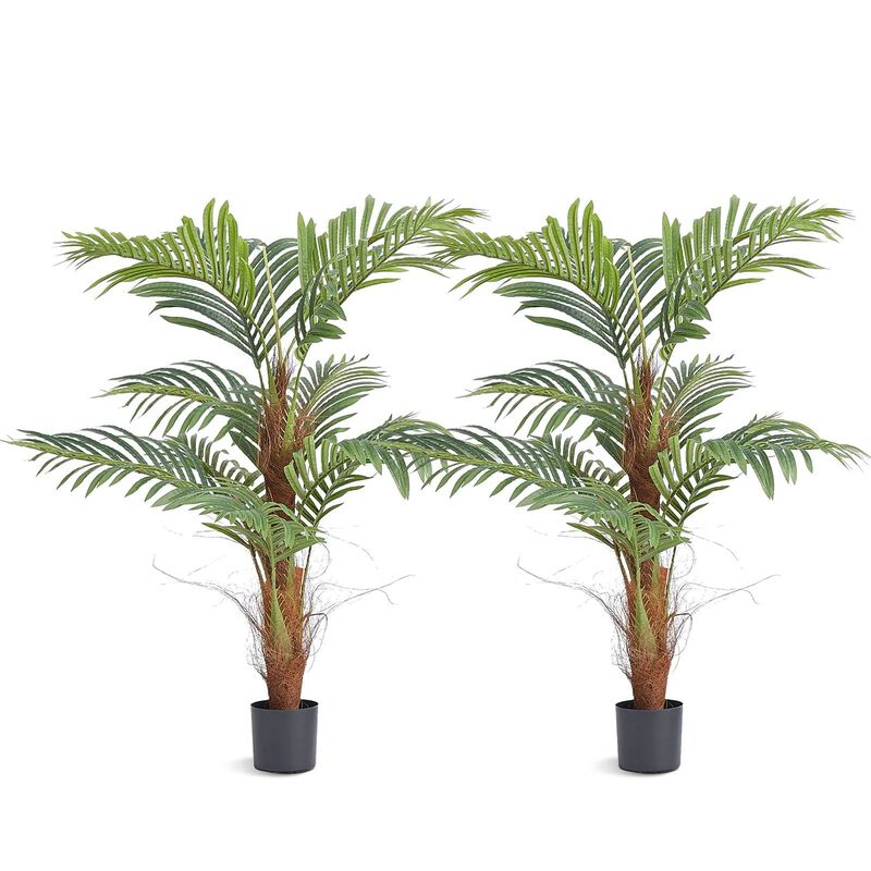 Set of 2 Faux Palm Tree Low-Maintenance Plant with Tilt Protection for Home and Office- image number 0