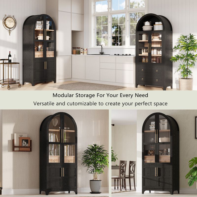 Merax Arched Kitchen Pantry Cabinet with Door Shelves image number 5