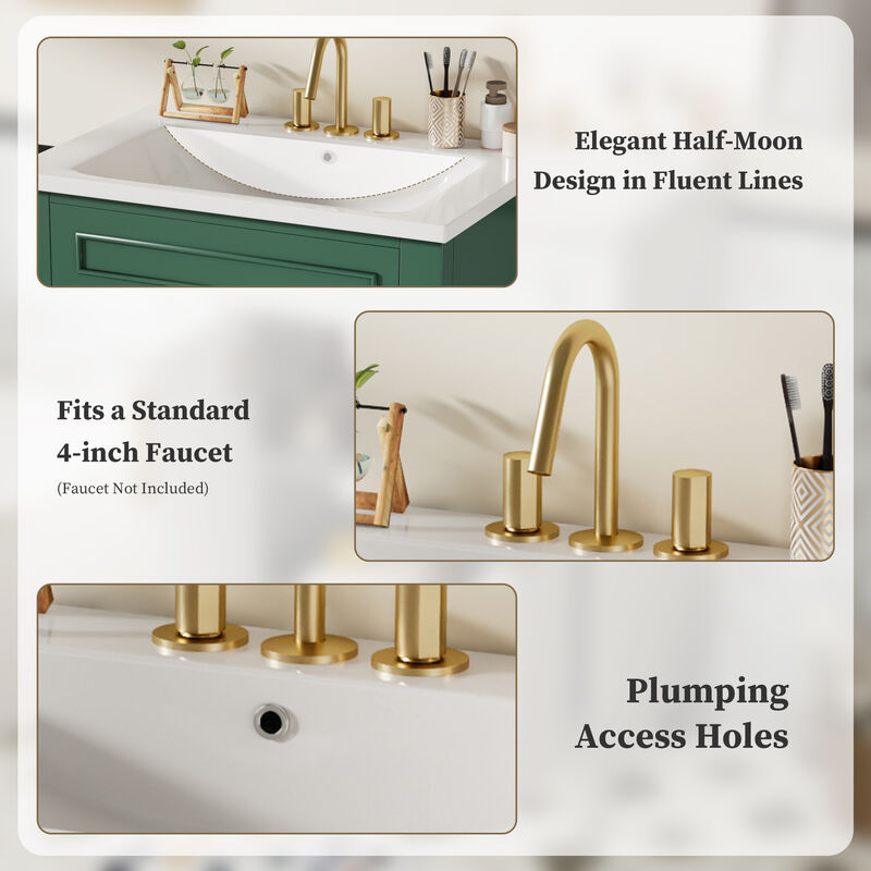 Merax Compact Bathroom Cabinet with Integrated Sink, Spacious Storage, Adjustable Shelf image number 3