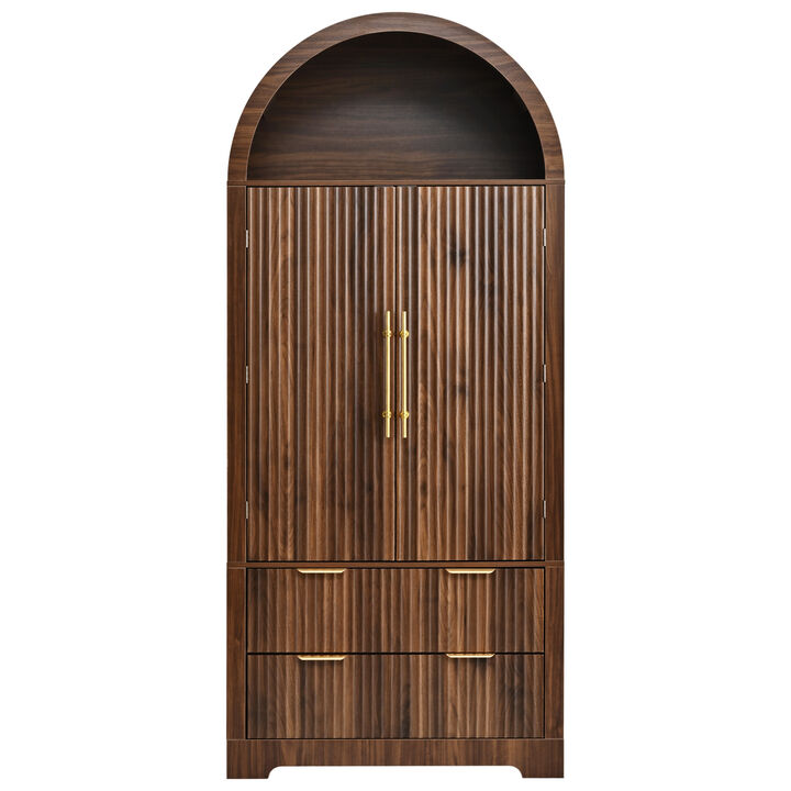 Merax Arched Pantry Cabinet with Door-Mounted Storage Racks, Adjustable Shelves