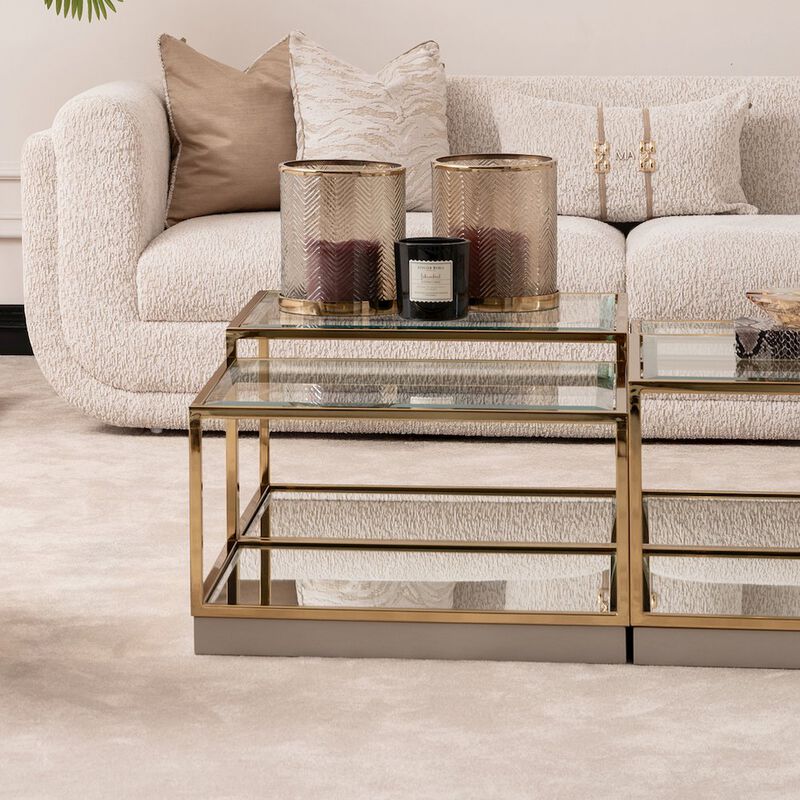 Michael Amini Savannah Breeze Short Cocktail Table, Set of 2 - Bright Gold image number 1