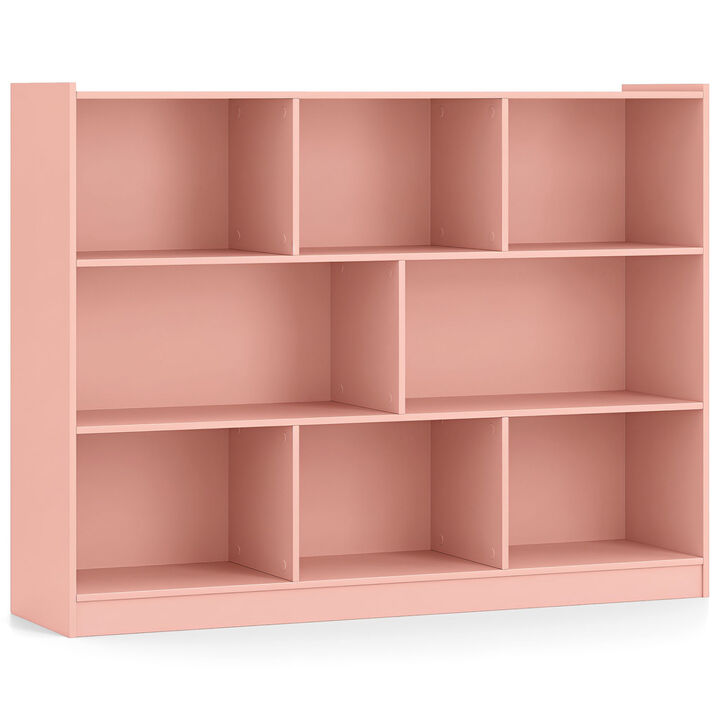 3-Tier Open Cube Bookcase with 8 Compartments for Home Storage