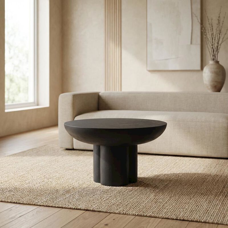 Concrete Coffee Table with Durable Round Top and Modern Design image number 4