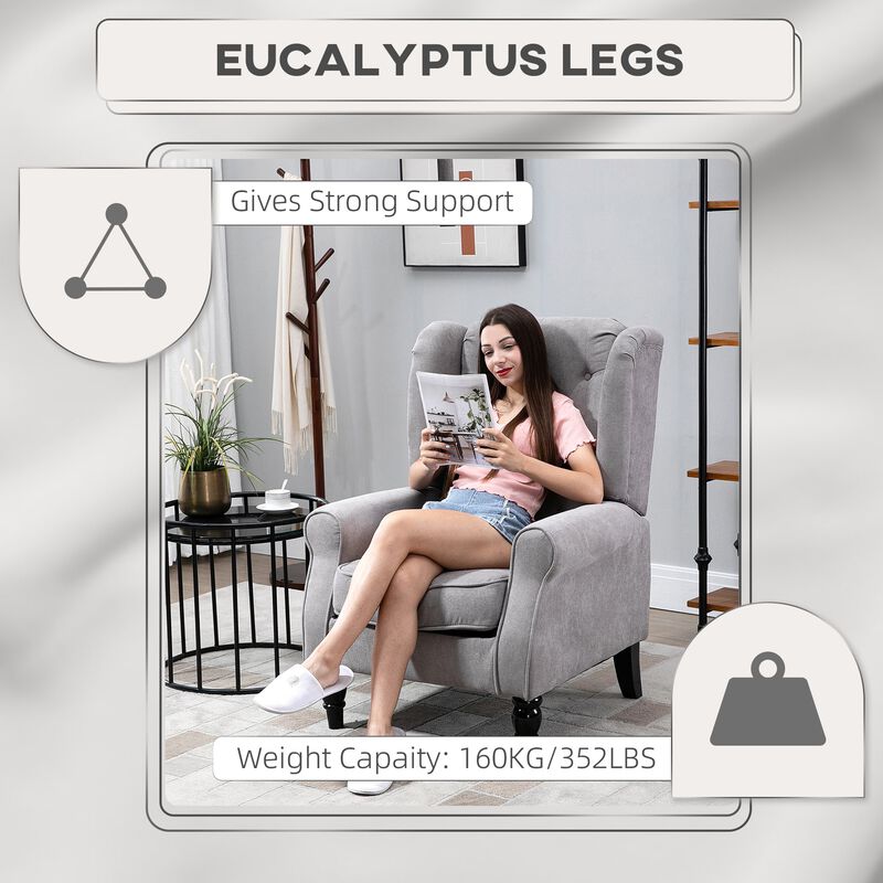 Gray Accent Chairs: Set of 2 Tufted High Wingback Seats