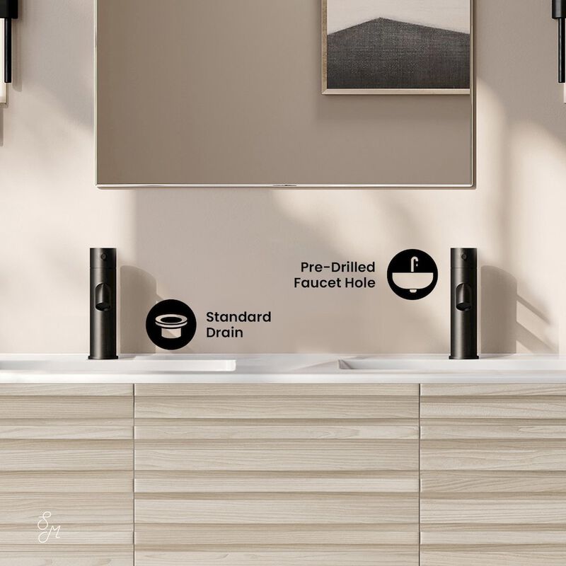Cascade 48" Wall-Mounted Bathroom Vanity in White Oak with Double Basin Sink Top image number 3