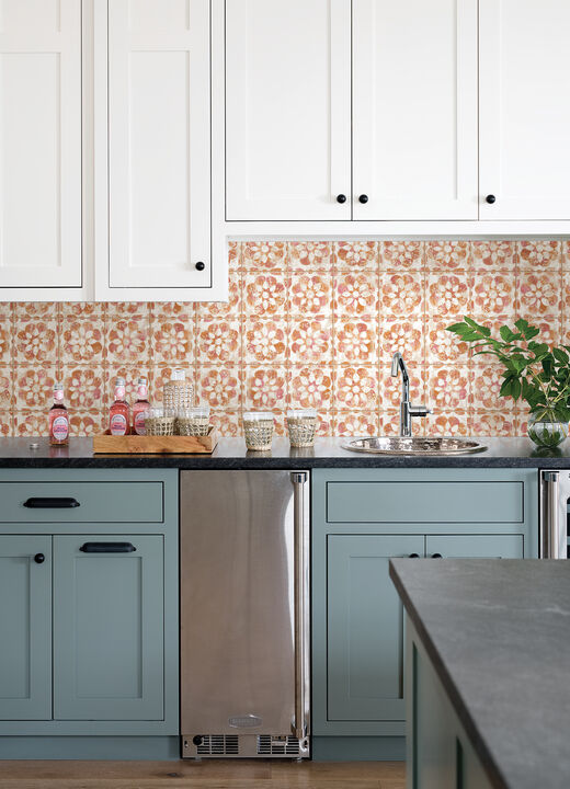 Izeda Coral Floral Tile Wallpaper