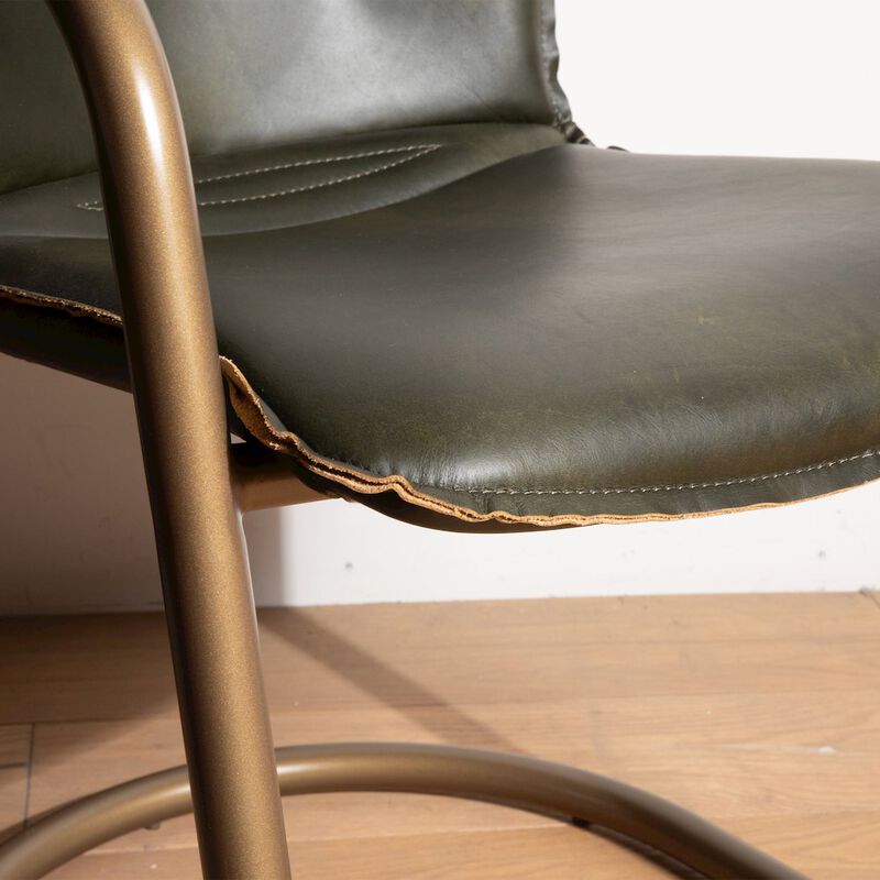 World Interiors Chiavari Leather Bar Chair in Emerald Green