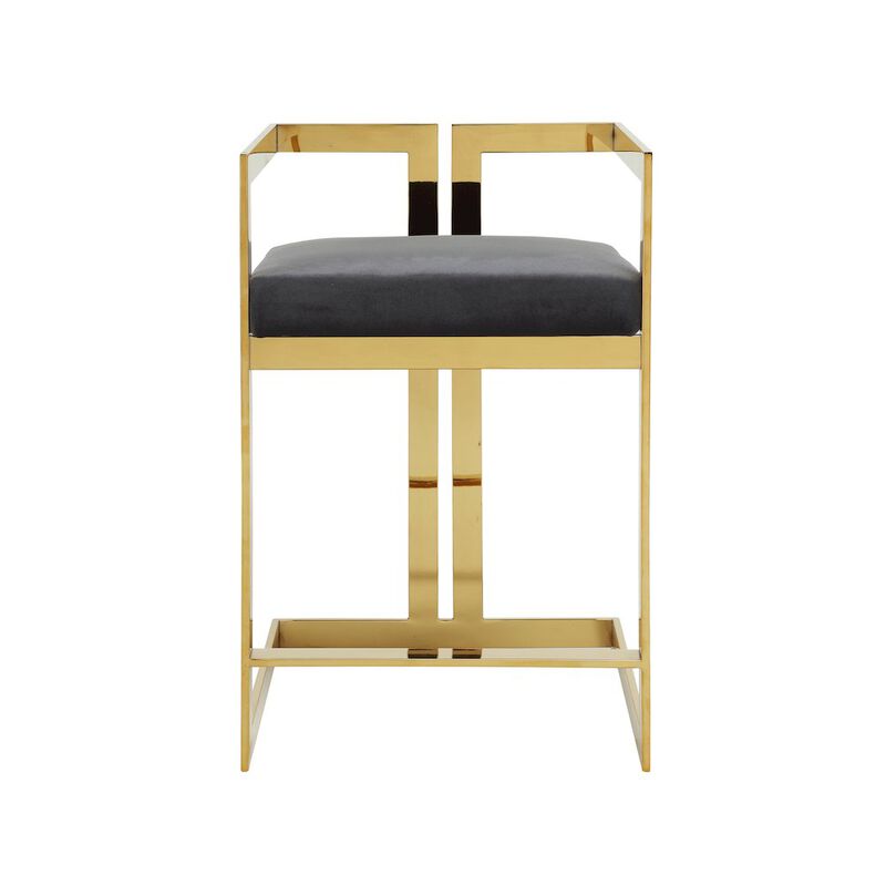Pangea Home Kenzie Counter Stool Gold/Gray Velvet