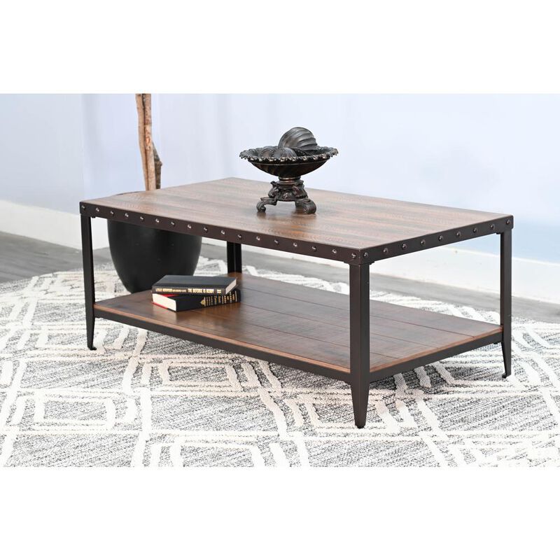 Sunny Designs San Diego Metal & Solid Wood Coffee Table in Brown image number 1