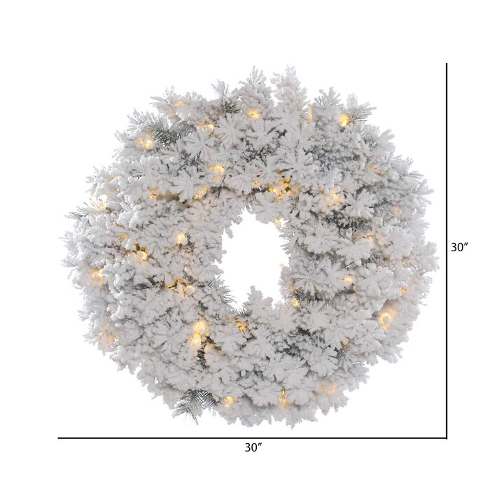 Vickerman 30" Flk Alaskan Wreath Dura-Lit LED50WW