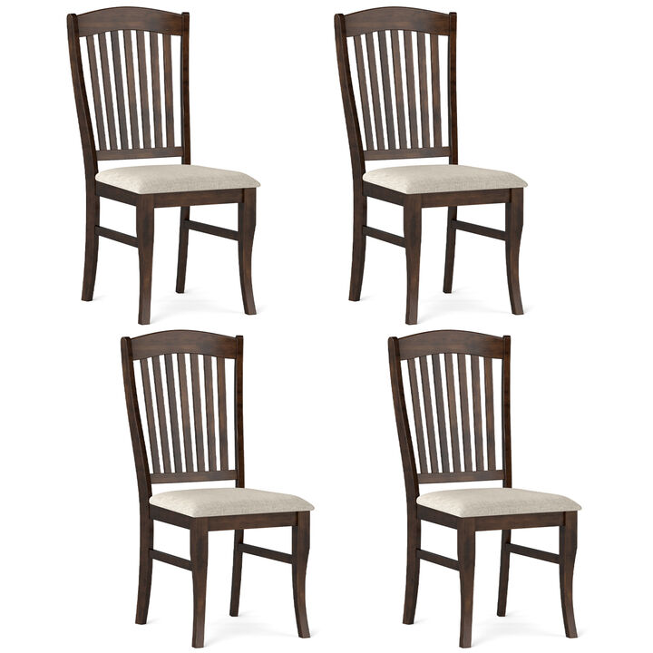 Set of 4 Dining Side Chairs with Rubber Wood Frame and Padded Seats