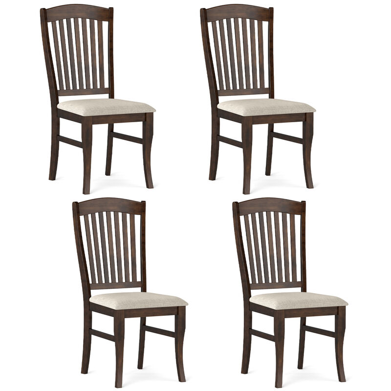 Set of 4 Dining Side Chairs with Rubber Wood Frame and Padded Seats image number 0