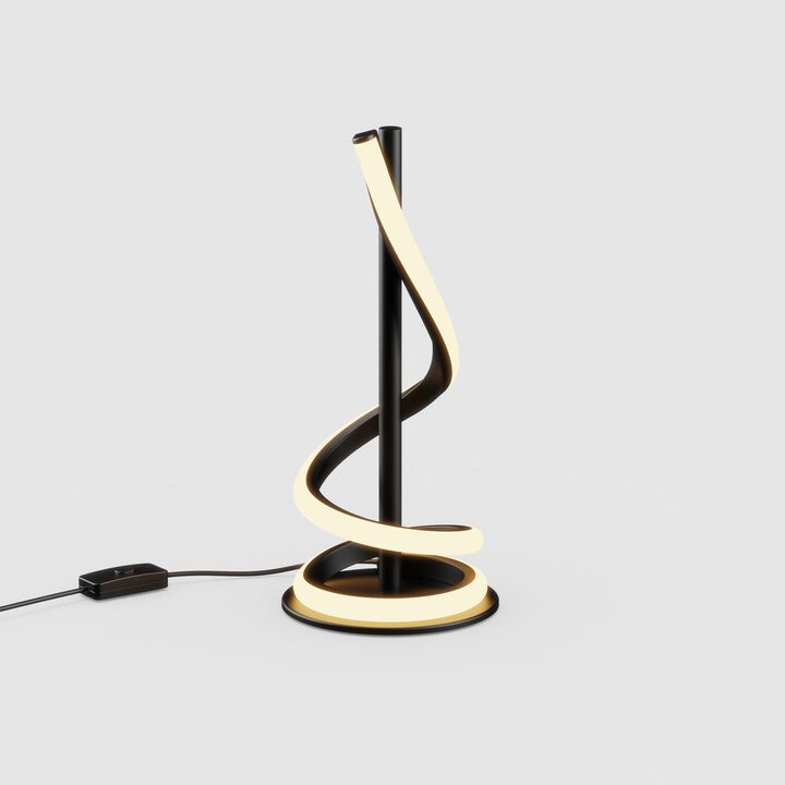 Sculptural Curve 12W LED Table Lamp 16 in. - 3000K Warm White - Matte Black
