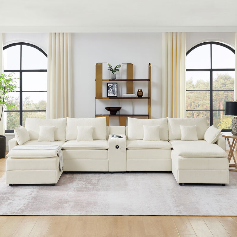 Gukkok 143.8" Spacious U-Shaped Modular Sectional Sofa image number 1