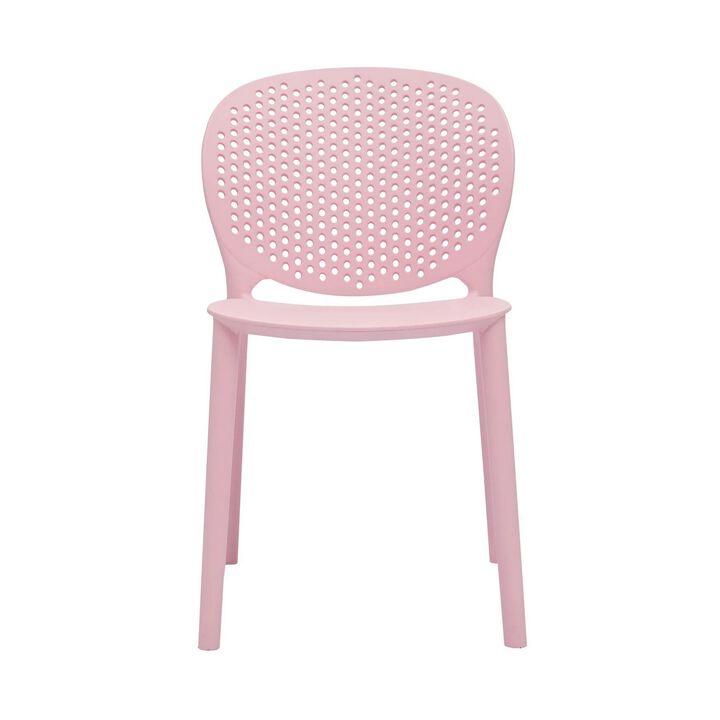 Gyna 14 Inch Kids Side Chair, Round Dotted Backrest, Armless, Pink - Benzara