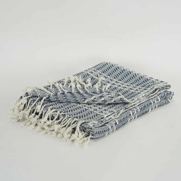 Blue/Natural 50" x 60" Throw Blanket