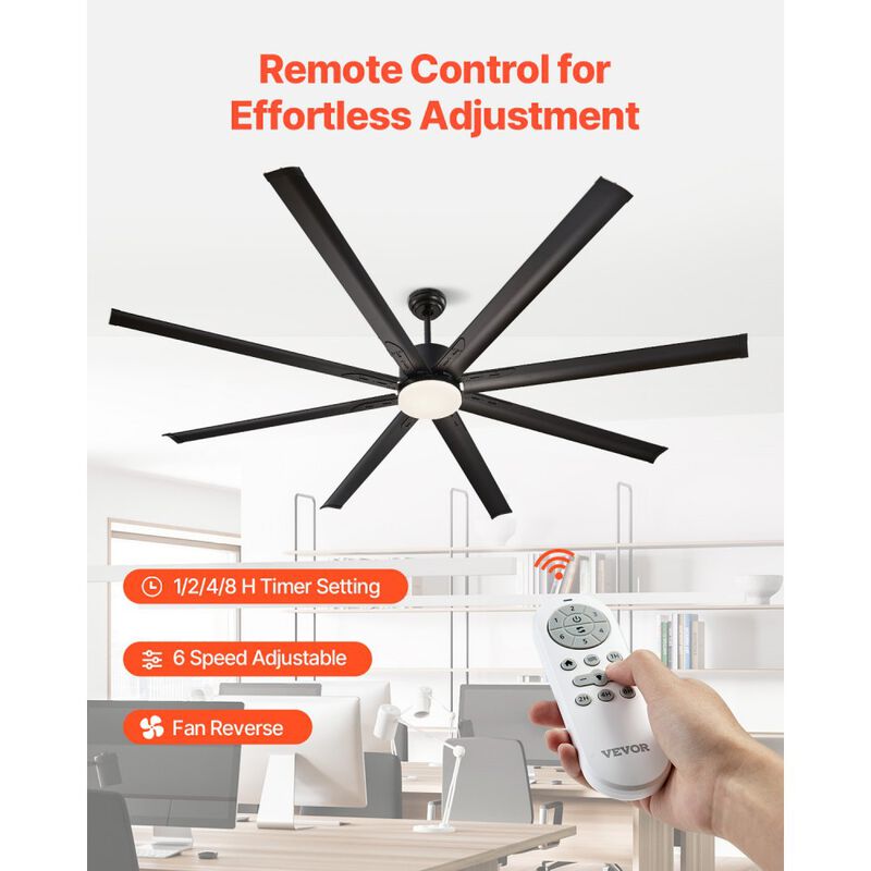84 Inch Low Profile Ceiling Fan with LED Light and Remote 6 Speeds image number 3