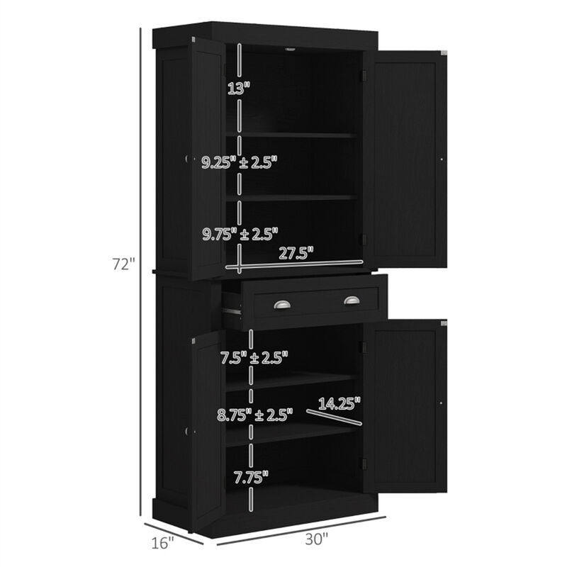 Tall Kitchen Storage Cabinet with Multiple Shelves and Drawers, Ideal for Home or Apartment image number 2