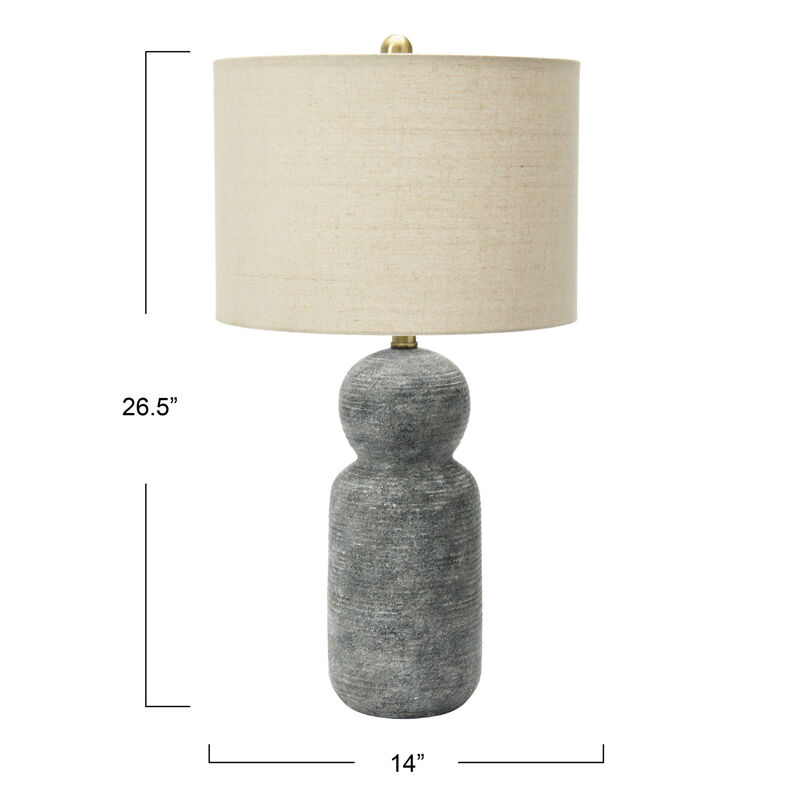 14 Inches Round Stoneware Desk Lamp image number 1