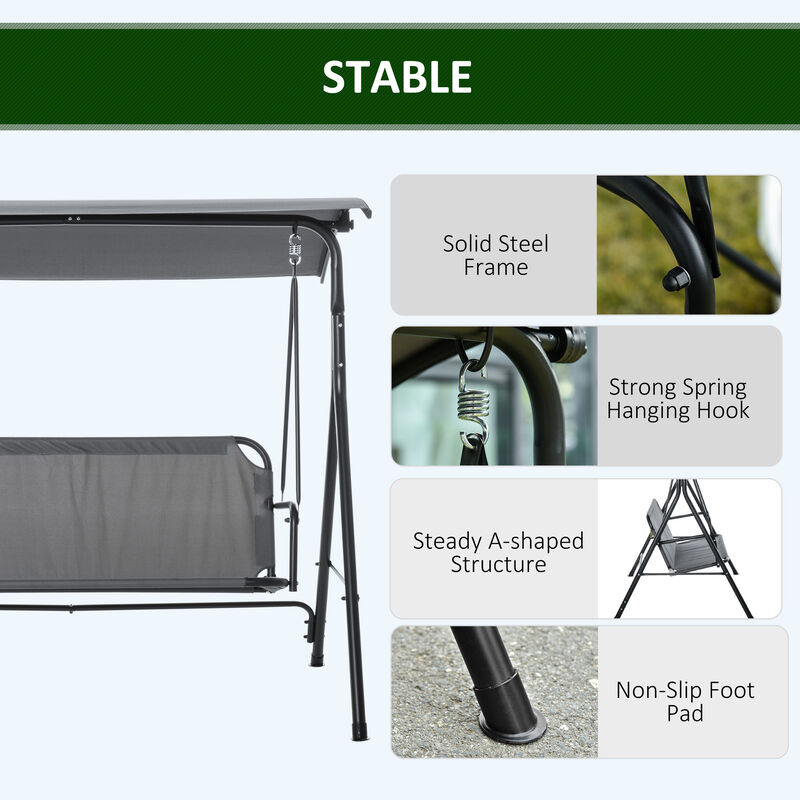 Hivvago 3-Person Outdoor Porch Swing with Stand image number 4