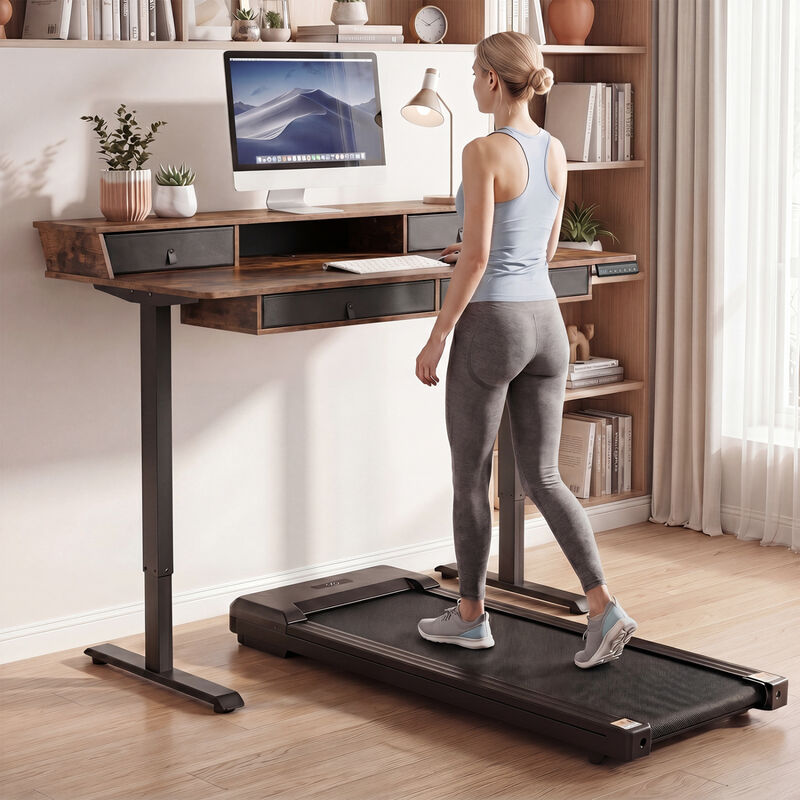 Electric Height Adjustable Standing Desk with Storage Drawers image number 1