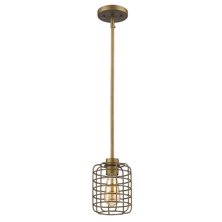 Hivvago Brushed Gold Metal Cage Hanging Light