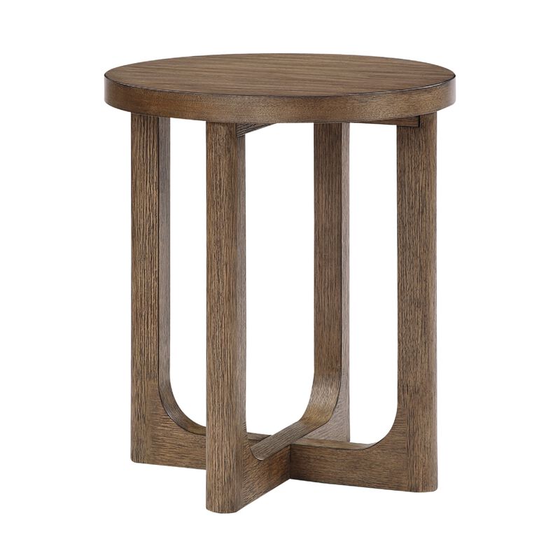 Bly Side End Table, Round Top, X base, Transitional Light Brown 20 Inch image number 5