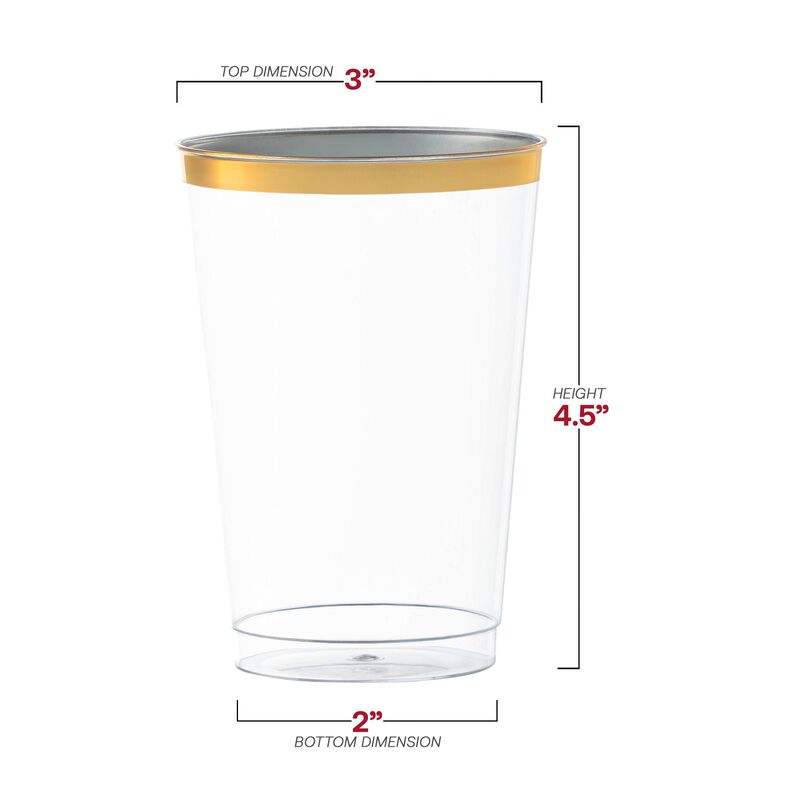 12 oz. Clear with Metallic Gold Rim Round Tumbler (240 Cups) image number 4