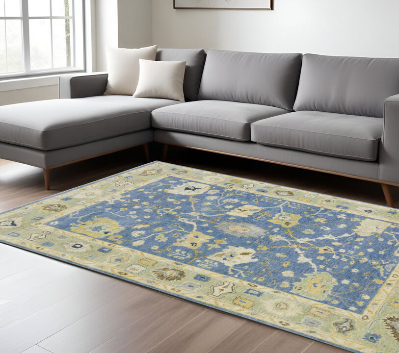 HomeRoots Wool Oriental Hand Knotted Area Rug With Fringe